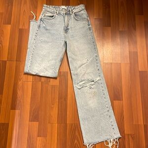 Zara Wide Leg Full Length Ripped Jean